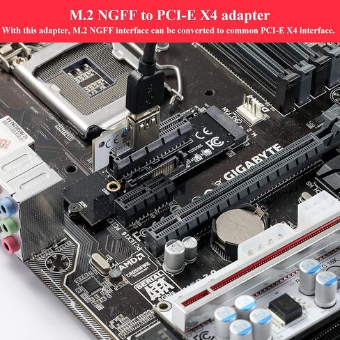 ام زد هو بطاقة محول PCI-E 4X الى M.2 NGFF بطاقة نقل M.2 مفتاح M 4X إشارة M2 بطاقة ذاكرة مستديمة مع ضوء (عبوتان) in Kuwait