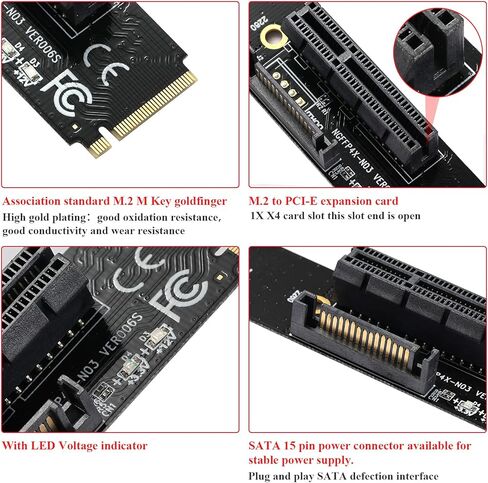 ام زد هو بطاقة محول PCI-E 4X الى M.2 NGFF بطاقة نقل M.2 مفتاح M 4X إشارة M2 بطاقة ذاكرة مستديمة مع ضوء (عبوتان) in Kuwait
