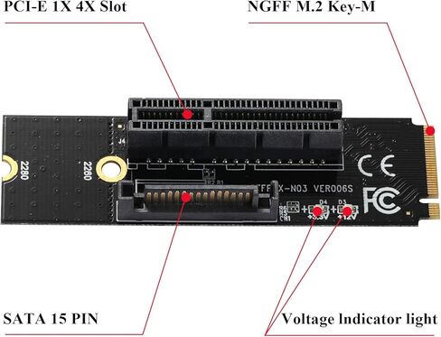 ام زد هو بطاقة محول PCI-E 4X الى M.2 NGFF بطاقة نقل M.2 مفتاح M 4X إشارة M2 بطاقة ذاكرة مستديمة مع ضوء (عبوتان) in Kuwait