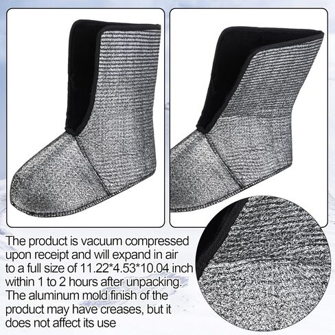 Ramede 2 Pairs Winter Snow Boot Liners for Men 11.4" x 4.5" x 10" Warm Boot Socks with Aluminum Film Waterproof Boots Liners for Cold Weather, Insulating Winter, Hunting, Work(Men's 10) in Saudi Arabia