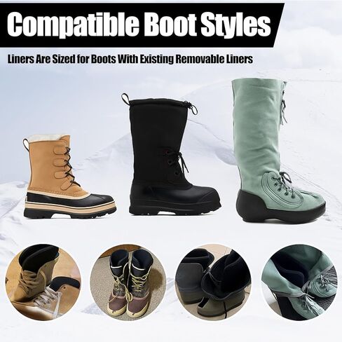 Ramede 2 Pairs Winter Snow Boot Liners for Men 11.4" x 4.5" x 10" Warm Boot Socks with Aluminum Film Waterproof Boots Liners for Cold Weather, Insulating Winter, Hunting, Work(Men's 10) in Saudi Arabia