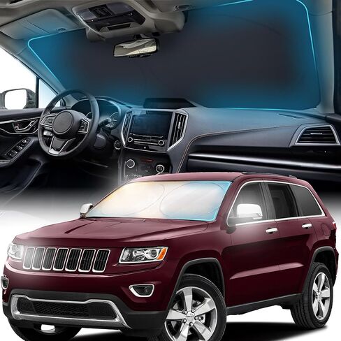 مظلة شمسية للسيارة من FORTEM للزجاج الأمامي، مظلة شمسية عاكسة للزجاج الأمامي، بوليستر 240T، حماية داخلية من أشعة الشمس للسيارات، درع نهائي للحرارة والأشعة فوق البنفسجية، قابلة للطي، حقيبة تخزين in Kuwait