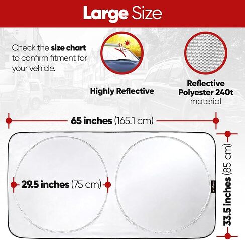 مظلة شمسية للسيارة من FORTEM للزجاج الأمامي، مظلة شمسية عاكسة للزجاج الأمامي، بوليستر 240T، حماية داخلية من أشعة الشمس للسيارات، درع نهائي للحرارة والأشعة فوق البنفسجية، قابلة للطي، حقيبة تخزين in Kuwait