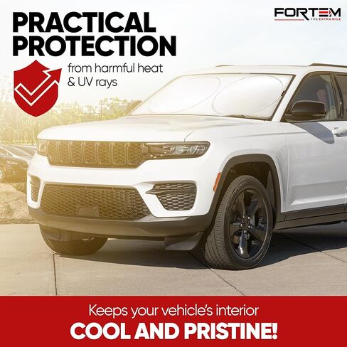 مظلة شمسية للسيارة من FORTEM للزجاج الأمامي، مظلة شمسية عاكسة للزجاج الأمامي، بوليستر 240T، حماية داخلية من أشعة الشمس للسيارات، درع نهائي للحرارة والأشعة فوق البنفسجية، قابلة للطي، حقيبة تخزين in Kuwait