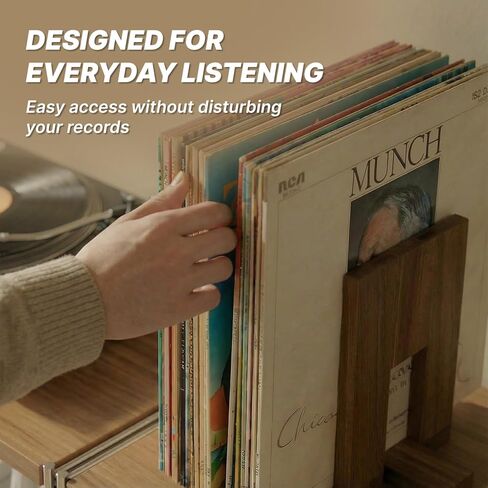 Adjustable Vinyl Record Holder to Keep Records Upright, Holds 20–60 LPs, Solid Acacia Wood Album Stand, Modern Decorative Display for Player, Shelf & Home Decor in Saudi Arabia