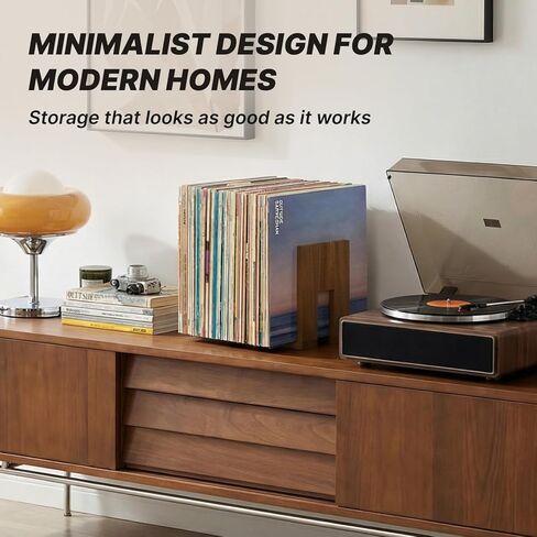 Adjustable Vinyl Record Holder to Keep Records Upright, Holds 20–60 LPs, Solid Acacia Wood Album Stand, Modern Decorative Display for Player, Shelf & Home Decor in Saudi Arabia