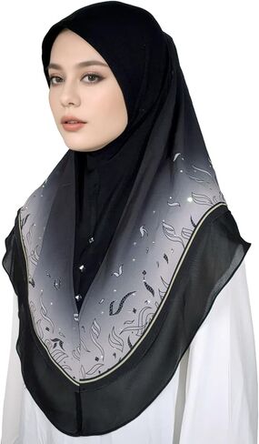 Ready To Wear Instant Hijab For Women Chiffon Hijabs Islamic Abaya Turban Muslim Slip-On Khimar Floral Hijab Scarf in Saudi Arabia