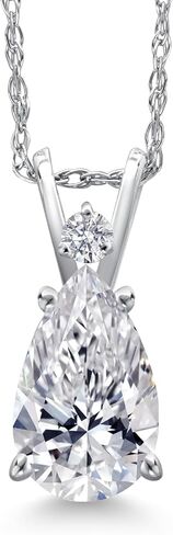 Gem Stone King 14K Yellow Gold Lab Grown Diamond Pendant Necklace for Women | 0.54 Cttw | Gemstone April Birthstone | Pear Shape 7X5MM | DEF Color | VVS-VS Clarity | With 18 Inch Chain in Saudi Arabia