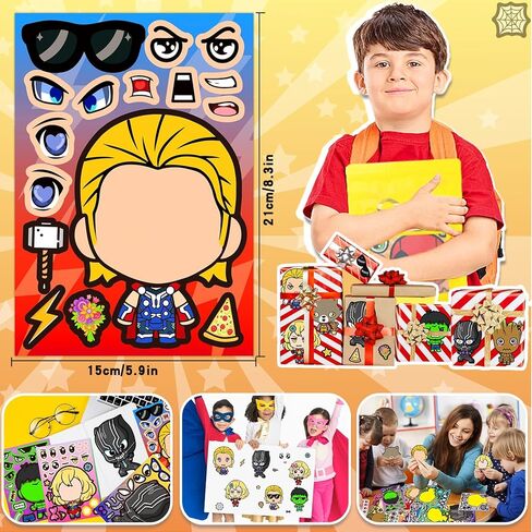 48 Sheets Make Your Own Stickers for Kids, DIY Make Superhero Face Stickers for Boys Girls, Party Favors Supplies Art Craft Family School Reward in Saudi Arabia