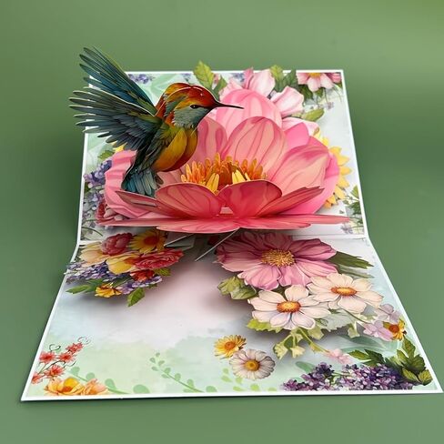 Floral Kingfisher 3D Pop-Up Card, Beautiful Greeting Card for Birthday or Thank You, Includes Envelope in Saudi Arabia