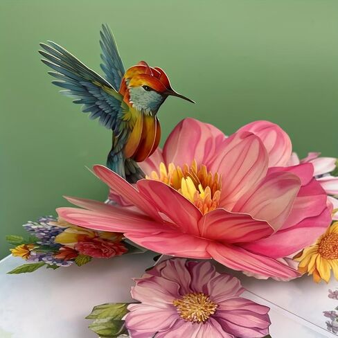 Floral Kingfisher 3D Pop-Up Card, Beautiful Greeting Card for Birthday or Thank You, Includes Envelope in Saudi Arabia