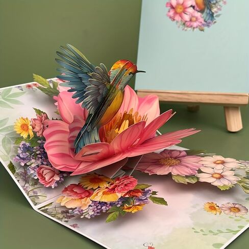 Floral Kingfisher 3D Pop-Up Card, Beautiful Greeting Card for Birthday or Thank You, Includes Envelope in Saudi Arabia