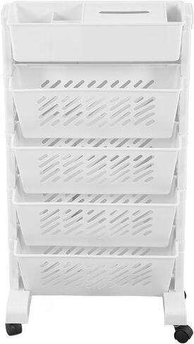 Storage Organizer Shelf 5 Layer White Rotatable Detachable Plastic Movable Bookshelf Stable Compact Rack for Home Study Room Office Living Room Organization in Saudi Arabia