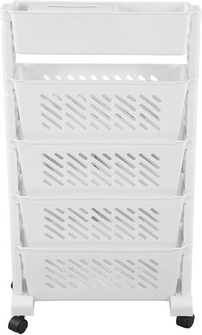 Storage Organizer Shelf 5 Layer White Rotatable Detachable Plastic Movable Bookshelf Stable Compact Rack for Home Study Room Office Living Room Organization in Saudi Arabia
