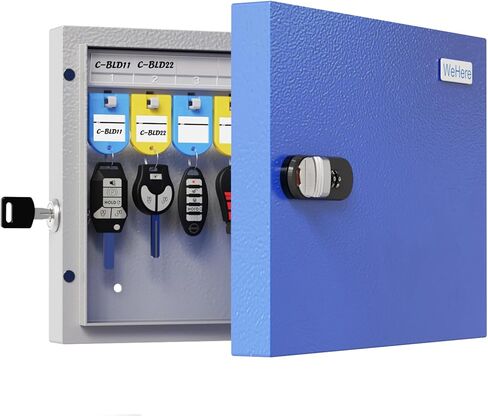 WeHere Key Lock Box Wall Mount with Code, 16-Key Cabinet with Bluetooth App Access, One-Time Password Unlock, Remote Unlock via Gateway, Steel Key Storage Box for Office, School, Garage in Kuwait