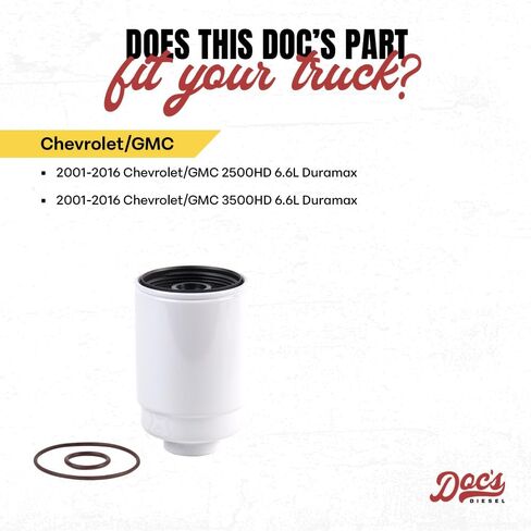 DOC'S DIESEL 6.6L Duramax فلتر وقود الديزل 2001-2016 تشيفي جي إم سي 2500HD/3500HD | تصنيف 3 ميكرون | يستبدل TP3018، TP3012، 12664429، 12633243 | فلتر الوقود من فئة OEM in Kuwait
