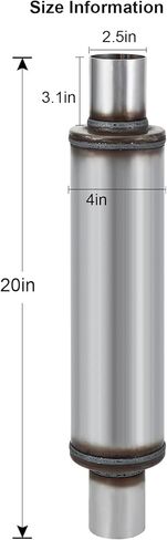 كاتم صوت 2.5، كاتم صوت عالمي 2.5 بوصة - تصميم مستقيم لعادم الأداء من الفولاذ المقاوم للصدأ للسيارات والشاحنات، صوت عدواني عميق in Kuwait