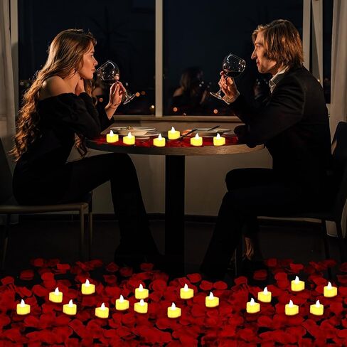 3000 PCS Artificial Rose Petals with 20 PCS Flameless LED Tea Lights Candles Decoration for Special and Romantic Night, Wedding Anniversary, Event, Party Decoration in Saudi Arabia