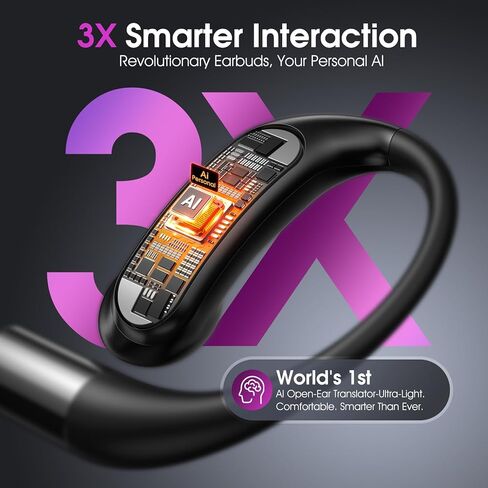 سماعات أذن للترجمة بتقنية الذكاء الاصطناعي في الوقت الفعلي 144 لغة، 2026 سماعات أذن مترجمة خفيفة للغاية ومتعددة اللغات، سماعات صوتية للترجمة باللغة الإنجليزية والإسبانية للسفر وتعلم اجتماعات العمل in Kuwait