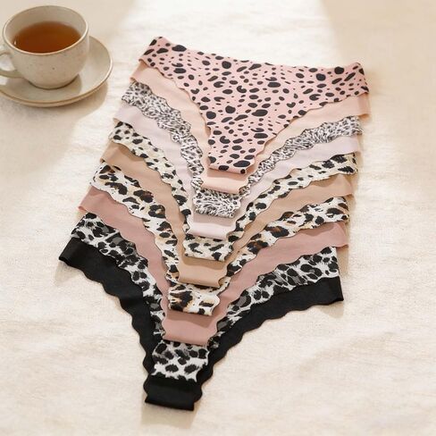 10 PCS Sexy Lace Trim Thongs for Women,Seamless Thongs Underwear,Comfortable & Stylish Cotton Underwear Set in Saudi Arabia