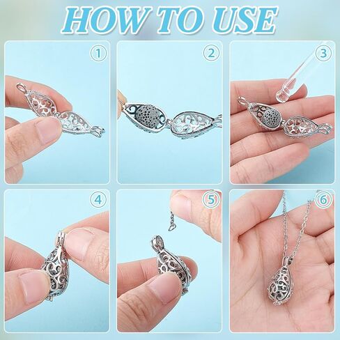 PH PandaHall 4pcs Essential Oil Diffuser Necklace Aromatherapy Locket Pendant With Stainless Steel Necklace And 26 Pieces Refill Lava Rock Round Beads for Women Jewelry Accessory Birthday Gift in Saudi Arabia