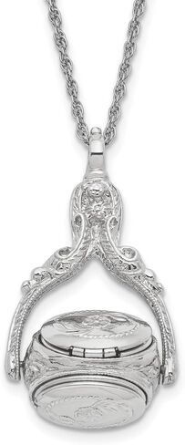 Silver-tone Three Sided Spinning Floral Pattern Oval 13mm Lockets Necklace Holds 6 Photos 30" in Saudi Arabia