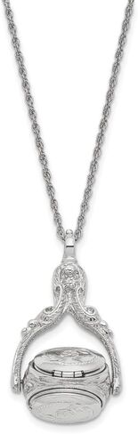 Silver-tone Three Sided Spinning Floral Pattern Oval 13mm Lockets Necklace Holds 6 Photos 30" in Saudi Arabia