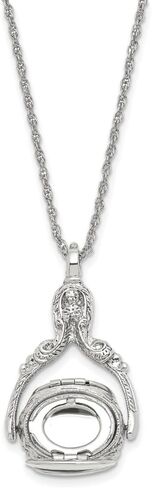 Silver-tone Three Sided Spinning Floral Pattern Oval 13mm Lockets Necklace Holds 6 Photos 30" in Saudi Arabia