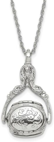 Silver-tone Three Sided Spinning Floral Pattern Oval 13mm Lockets Necklace Holds 6 Photos 30" in Saudi Arabia