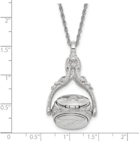 Silver-tone Three Sided Spinning Floral Pattern Oval 13mm Lockets Necklace Holds 6 Photos 30" in Saudi Arabia