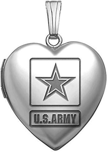 PicturesOnGold.com Silver Army Heart Locket 3/4 Inch X 3/4 Inch in Saudi Arabia
