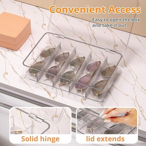 Sunglasses Organizer, acrylic Clear Plastic Stackable sunglasses case with 5 Compartments in Saudi Arabia