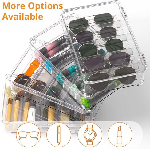 Sunglasses Organizer, acrylic Clear Plastic Stackable sunglasses case with 5 Compartments in Saudi Arabia