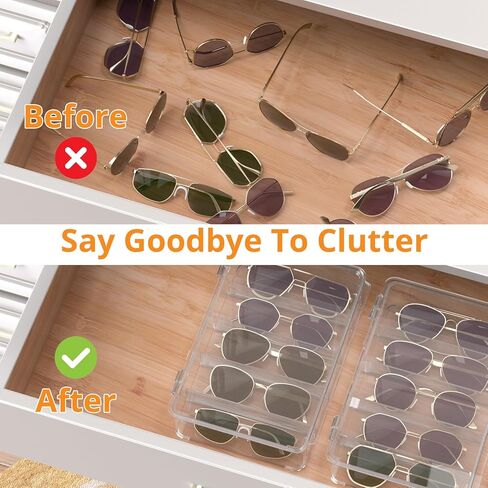 Sunglasses Organizer, acrylic Clear Plastic Stackable sunglasses case with 5 Compartments in Saudi Arabia