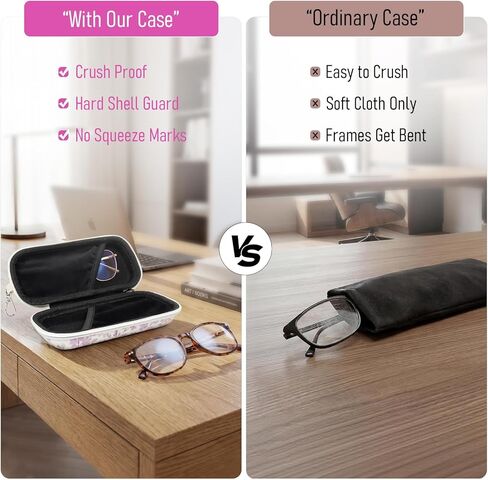 WOMACO Double Glasses Case – Hard Shell Dual Eyeglass & Sunglasses Holder with Clip, Portable Travel Eyeglasses Box for Women in Saudi Arabia
