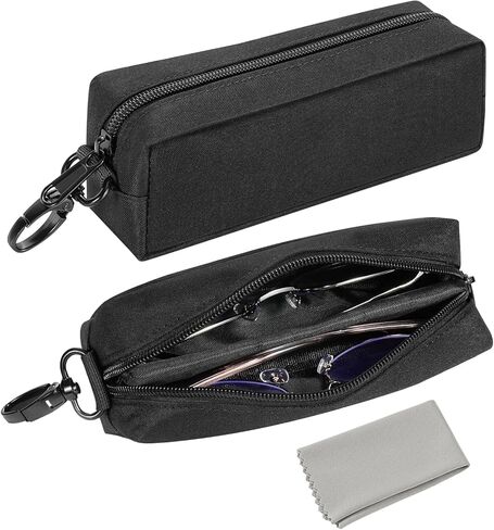 MoKo Double glasses Case, Portable Dual Glasses Case for Women & Men, Soft Case for Sunglasses, Reading Glasses, Black in Saudi Arabia
