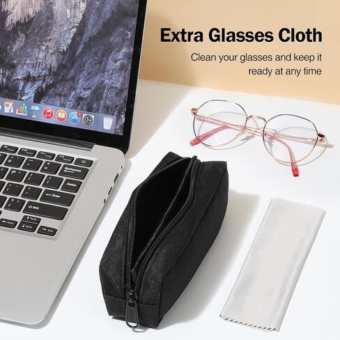 MoKo Double glasses Case, Portable Dual Glasses Case for Women & Men, Soft Case for Sunglasses, Reading Glasses, Black in Saudi Arabia