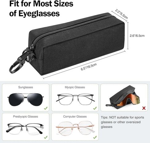 MoKo Double glasses Case, Portable Dual Glasses Case for Women & Men, Soft Case for Sunglasses, Reading Glasses, Black in Saudi Arabia