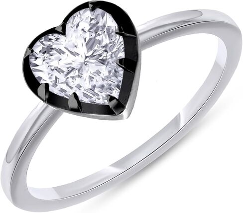 SAVEARTH DIAMONDS خاتم خطوبة سوليتير للنساء 2.00 قيراط على شكل قلب من الألماس المزروع في المختبر بدرجتين من خاتم وعد الذكرى السنوية مطلي بالذهب عيار 14 قيراط 925 من الفضة الاسترليني أو مجوهرات فيرميل هدية لها in Kuwait