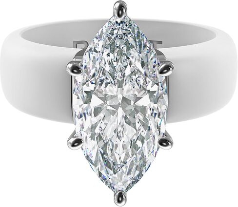 Rinfit Silicone Ring with Stone - Marquise Cut Cubic Zirconia Solitaire Engagement Ring for Women - Rubber Wedding Bands - Patent Pending in Saudi Arabia