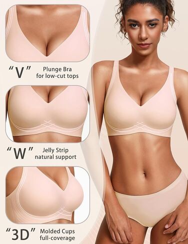 Avidlove Jelly Bras for Women No Underwire Seamless Push Up Bralettes Deep V Comfort Bra Full Coverage T Shirt Everyday Bras in Saudi Arabia