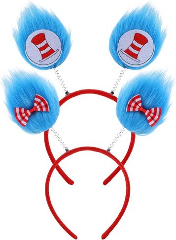 2 Pieces Blue Feathers Headband Red Bow Hat Costume Headband Party Costume Accessories for Adults Cosplay Party in Saudi Arabia