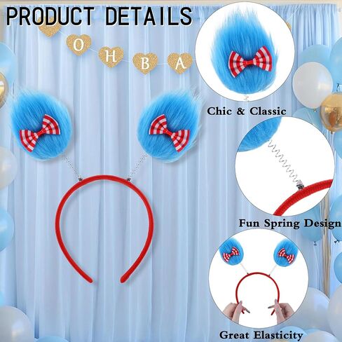 2 Pieces Blue Feathers Headband Red Bow Hat Costume Headband Party Costume Accessories for Adults Cosplay Party in Saudi Arabia