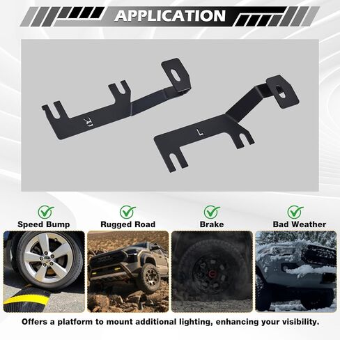 دعامات إضاءة خندق A-Pillar بدون حفر لـ 2019-2025 GMC Sierra 1500 & Chevy Silverado 1500، طقم تثبيت غطاء محرك السيارة بتصميم مثبت بمسامير لأضواء LED على الطرق الوعرة in Kuwait
