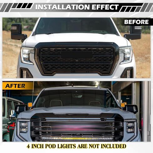 دعامات إضاءة خندق A-Pillar بدون حفر لـ 2019-2025 GMC Sierra 1500 & Chevy Silverado 1500، طقم تثبيت غطاء محرك السيارة بتصميم مثبت بمسامير لأضواء LED على الطرق الوعرة in Kuwait