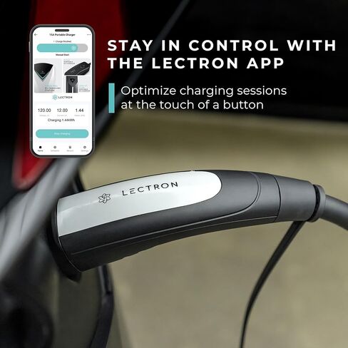 Lectron Level 1 Tesla Charger (WiFi) with App Control - 12 Amp, 120V, NEMA 5-15 Plug, 16ft Extension Cable NACS Connector, Portable Home Electric Car EV Charger for All Tesla/NACS Evs in Saudi Arabia