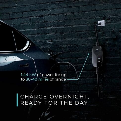 Lectron Level 1 Tesla Charger (WiFi) with App Control - 12 Amp, 120V, NEMA 5-15 Plug, 16ft Extension Cable NACS Connector, Portable Home Electric Car EV Charger for All Tesla/NACS Evs in Saudi Arabia