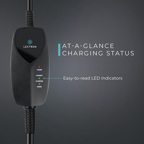 Lectron Level 1 Tesla Charger (WiFi) with App Control - 12 Amp, 120V, NEMA 5-15 Plug, 16ft Extension Cable NACS Connector, Portable Home Electric Car EV Charger for All Tesla/NACS Evs in Saudi Arabia
