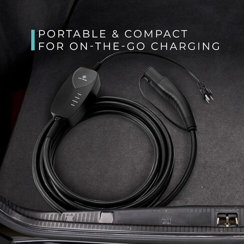 Lectron Level 1 Tesla Charger (WiFi) with App Control - 12 Amp, 120V, NEMA 5-15 Plug, 16ft Extension Cable NACS Connector, Portable Home Electric Car EV Charger for All Tesla/NACS Evs in Saudi Arabia