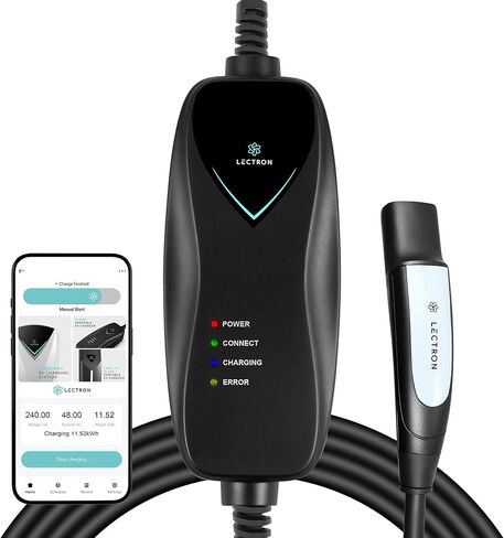 Lectron Level 1 Tesla Charger (WiFi) with App Control - 12 Amp, 120V, NEMA 5-15 Plug, 16ft Extension Cable NACS Connector, Portable Home Electric Car EV Charger for All Tesla/NACS Evs in Saudi Arabia